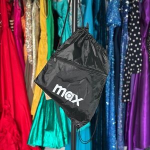 HBO max Black Drawstring Backpack Recycled Lightweight Windbreaker Zip Bag